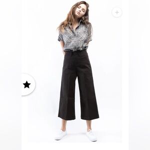 OAT High-Rise Wide Leg Crop Pant- Black, size 29